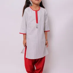 My Little Lambs Girls White Pure Cotton Kurta with Churidar-image-84