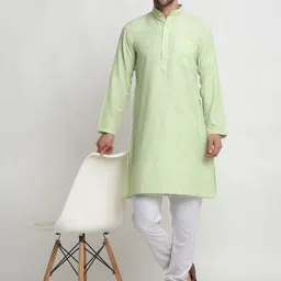 Arrabi Mandarin Collar Regular Pure Cotton Kurta with Churidar-picture-5