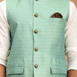 VASTRAMAY Men Kurta & Pyjama With Printed Nehru Jacket image 2