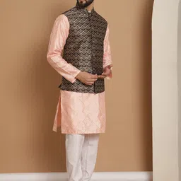 Anouk Embroidered Regular Thread Work Kurta With Churidar & Nehru Jacket image 4