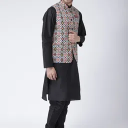 hangup plus Men Printed Kurta & Churidar With Printed Nehru Jacket image 5
