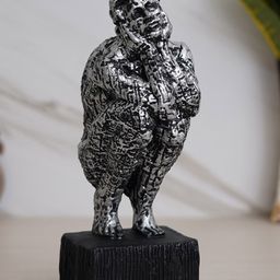 eCraftIndia Silver-Toned Textured Man Sitting & Thinking Human Figurine Showpieces-image-6