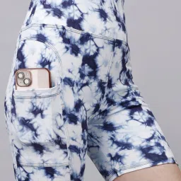 Dyed/Washed Women Reversible Light Blue Gym Shorts-image-54