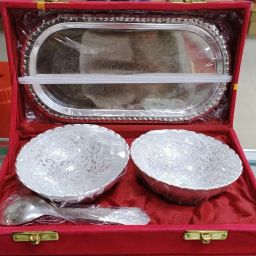 Brass Mixing Bowl Bowl with Spoon and Tray Set-29