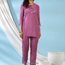 Readiprint Fashions Printed Mirror Work Pure Silk Tunic & Trouser Ethnic Co-Ord-picture-24