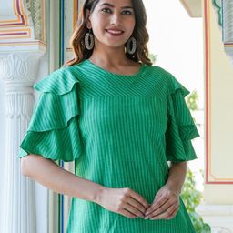 YASH GALLERY Vertical Striped Bell Sleeve Top-image-80