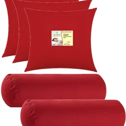 Combo Set Of 3 Cushion And 2 Microfibre Solid Bolster Pack of 5-image-87
