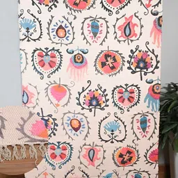 HOMADORN Cream Rectangular Printed Floor Dhurrie-29