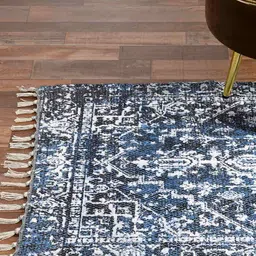 HOMADORN Blue Rectangular Printed Floor Dhurries-58