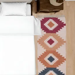 HOMADORN Beige & Red Ethnic Motifs Rectangular Printed Floor Dhurries-9