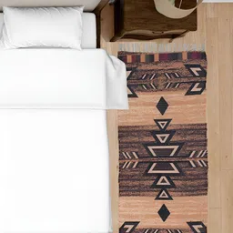 HOMADORN Brown Printed Rectangular Dhurrie-12