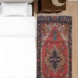 HOMADORN Red& Blue Rectangular Ethnic Motifs Floor Dhurries-17