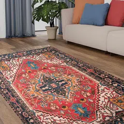 HOMADORN Orange Rectangular Printed Floor Dhurries-47