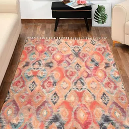 HOMADORN Orange Rectangular Printed Floor Dhurrie-22