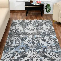 HOMADORN Grey Abstract No Shredding Handmade Rectangular Floor Dhurries-28
