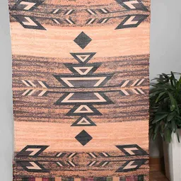 HOMADORN Beige & Black Ethnic Motifs Rectangular Printed Floor Dhurries-37