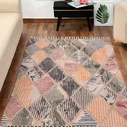 HOMADORN Beige & Black Rectangular Printed Floor Dhurries-8