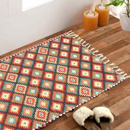 HOMADORN Brown Rectangular Printed Floor Dhurries-3