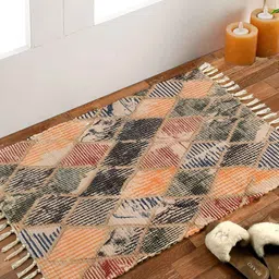 HOMADORN Orange Rectangular Printed Floor Dhurrie-2