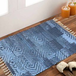 HOMADORN Blue Rectangular Printed Floor Dhurrie-17