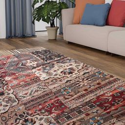 HOMADORN Beige Rectangular Printed Floor Dhurries-2