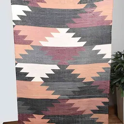 HOMADORN Grey Rectangular Printed Floor Dhurries-23