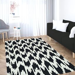 HOMADORN White & Black Geometric No Shredding Pure Cotton Dhurrie-18
