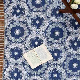 HOMADORN Blue Rectangular Printed Floor Dhurries image 2