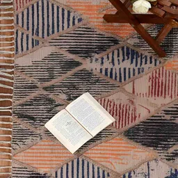 HOMADORN Beige & Black Geometric Rectangular Printed Floor Dhurries image 3