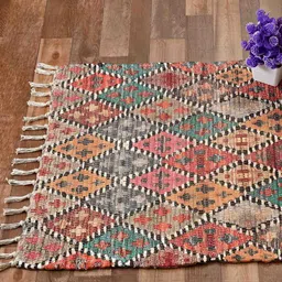 HOMADORN Brown & Pink Geometric Rectangular Printed Floor Dhurries image 5