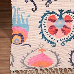 HOMADORN Pink & Beige Printed Rectangular Dhurrie image 3