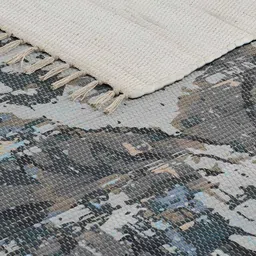 HOMADORN Grey Abstract No Shredding Handmade Rectangular Floor Dhurries image 2