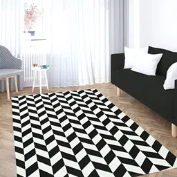 HOMADORN White & Black Geometric Printed Pure Cotton Dhurrie-23