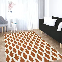 HOMADORN White & Brown Geometric No Shredding Cotton Dhurrie-26