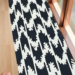 HOMADORN White & Black Geometric Pure Cotton Dhurrie-54
