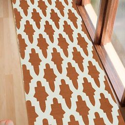 HOMADORN White & Brown Printed Geometric Pure Cotton Dhurrie-41