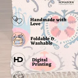 HOMADORN Pink & Beige Printed Rectangular Dhurrie image 5