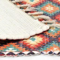 HOMADORN Beige & Red Geometric Rectangular Printed Floor Dhurries image 2