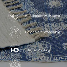 HOMADORN Blue Rectangular Printed Floor Dhurries image 5