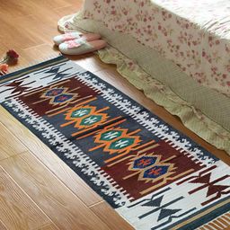Budhrajrugs White & Maroon Geometric Printed Rectangular Reversible Dhurrie-29