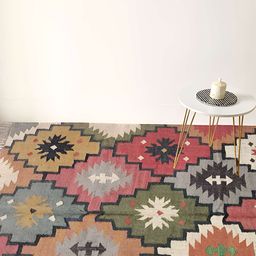 Budhrajrugs Green & Grey Geometric Reversible Dhurrie-17