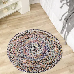Oxolloxo Audrey Black & Purple  Woven Design Round Cotton Floor Mats-picture-24