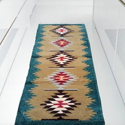 Budhrajrugs Beige & Green Geometric Reversible Dhurrie-38