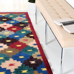 Budhrajrugs Red & Green Geometric Printed Rectangular Reversible Dhurrie-13