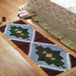 Budhrajrugs Blue & Green Geometric Printed Rectangular Reversible Dhurrie-0