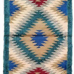 Budhrajrugs Beige & Blue Geometric Printed Rectangular Reversible Dhurrie image 2