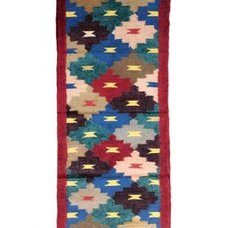 Budhrajrugs Red & Green Geometric Printed Rectangular Reversible Dhurrie image 3