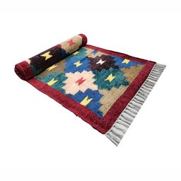 Budhrajrugs Red & Green Geometric Printed Rectangular Reversible Dhurrie image 4