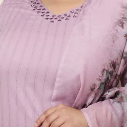 Sringam Plus Size Striped Straight Kurta with Trousers & With Dupatta image 2