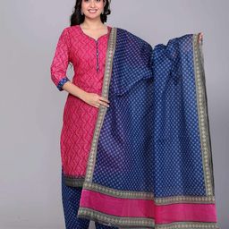 Jevi Prints Ethnic Motifs Printed Regular Pure Cotton Kurta With Salwar & With Dupatta image 1